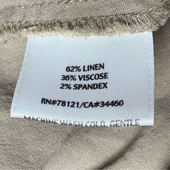 Eileen Fisher Linen Viscose Trouser Pant Size 6P Straight Leg Stretch Tan - Picture 11 of 12